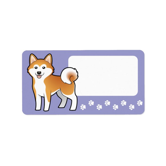 Cartoon Akita Inu / Shiba Inu Label (Front)