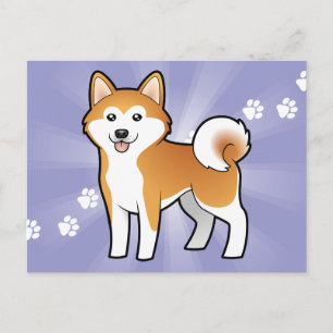 Cartoon Akita Inu / Shiba Inu Postcard
