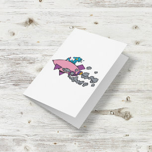 Cartoon Alien Spaceship Card
