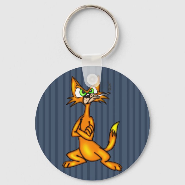 Cartoon Alley Cat Keychain (Front)
