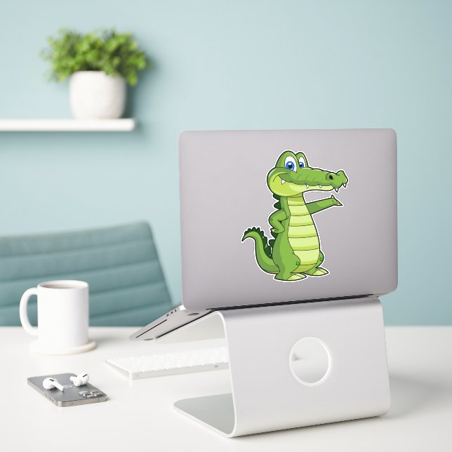 Cartoon Alligator Background (Laptop On Desk)