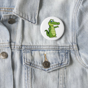 Cartoon Alligator Background 2 Inch Round Button