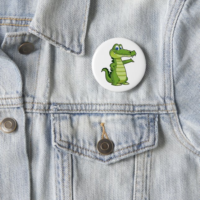 Cartoon Alligator Background 2 Inch Round Button (In Situ)