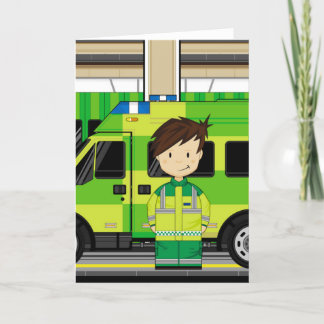 Cartoon Ambulance and EMT Card