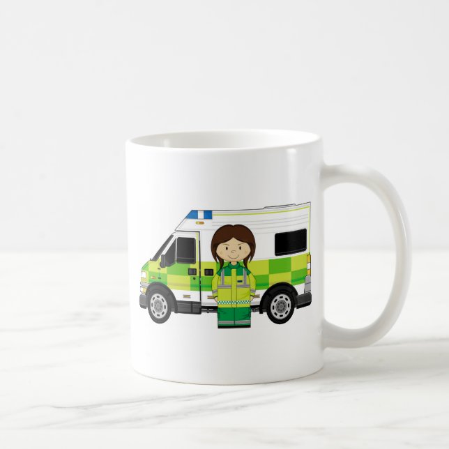 Cartoon Ambulance and EMT Coffee Mug (Right)