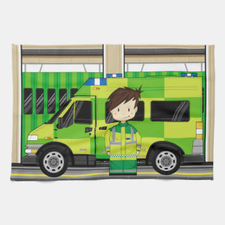 Cartoon Ambulance and EMT Kitchen Towel