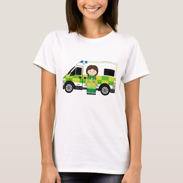 Cartoon Ambulance and EMT T-Shirt (Front)
