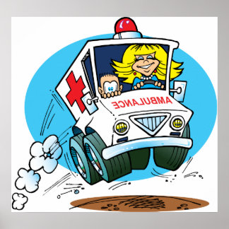 Cartoon Ambulance Poster