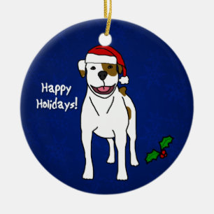Cartoon American Bulldog Christmas Ornament