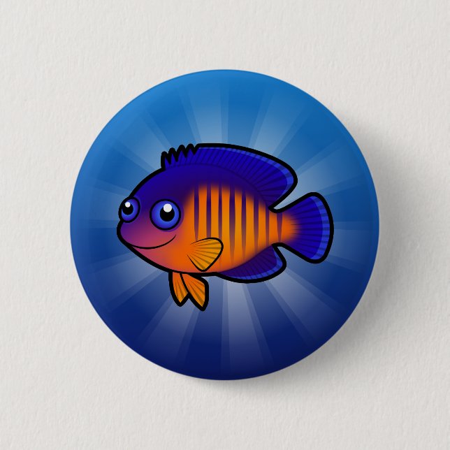 Cartoon Angelfish 1 2 Inch Round Button (Front)