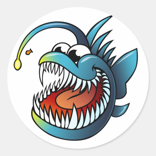 Cartoon Angler Fish Classic Round Sticker (Front)