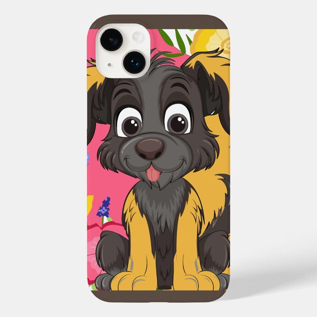 Cartoon Animal  Case-Mate iPhone Case (A cute cartoon dog against a vibrant floral background!)