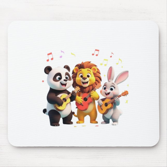 🎵 Cartoon Animal Music Party – Fun & Cute Musical Mouse Pad (Front)
