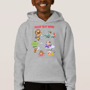 Cartoon Animal Pilots Airplane Custom Name Youth