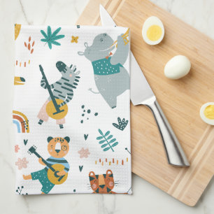Cartoon Animals Band Pattern  Kitchen Towel