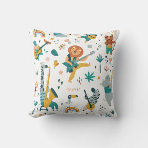 Cartoon Animals Band Throw Pillow