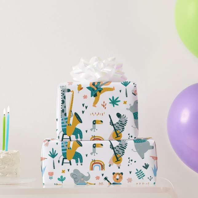 Cartoon Animals Band Wrapping Paper (Party Gifts)
