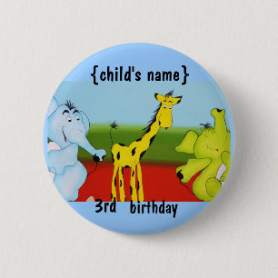 cartoon animals birthday party 2 inch round button