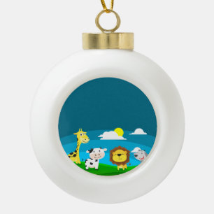 Cartoon animals    ceramic ball christmas ornament