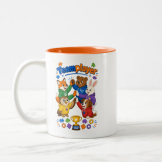 Cartoon animals colorful kids team player Two-Tone coffee mug