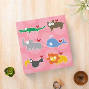 Cartoon Animals Family Love Hearts Fun Dots Kids Binder