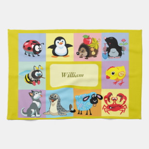 cartoon animals for kids kitchen towel