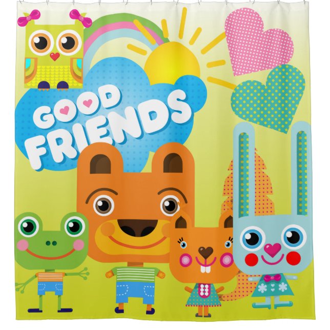 Cartoon Animals Good Friends Bear Squirrel Frog (Front)