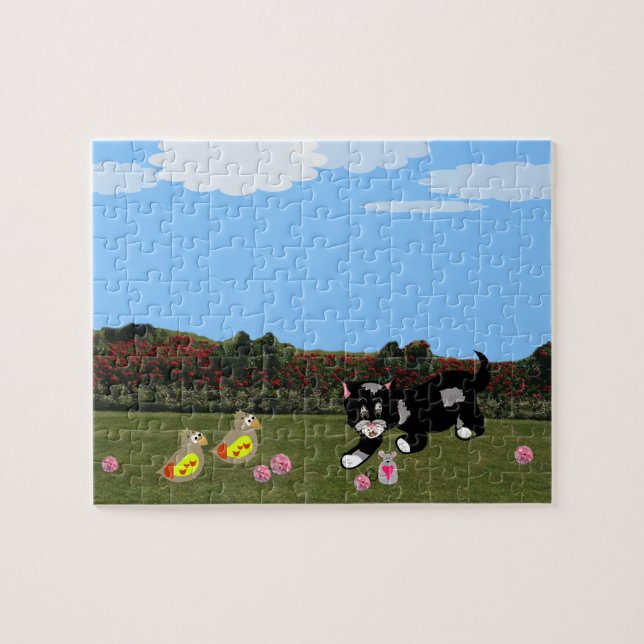 Cartoon Animals in the Garden Jigsaw Puzzle (Horizontal)