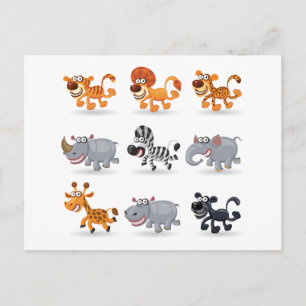 Cartoon animals set 1 postcard