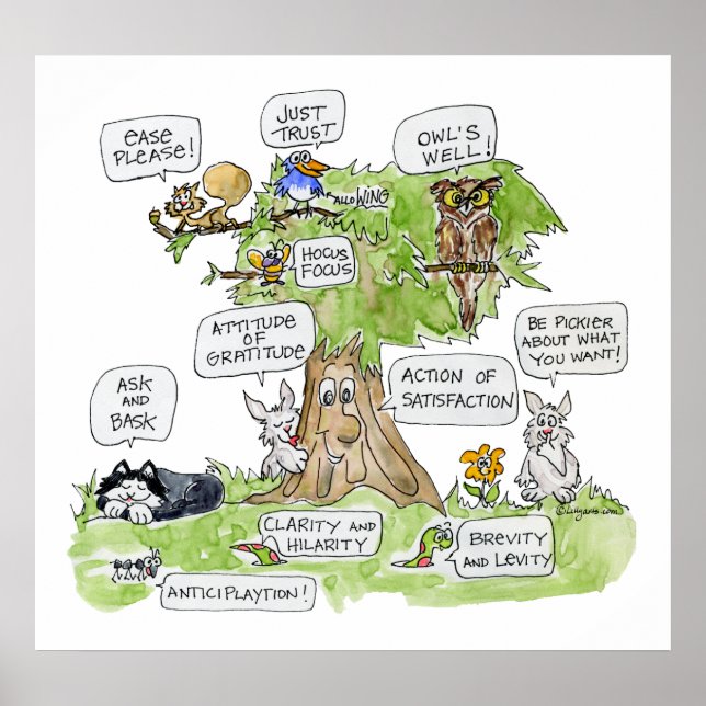 Cartoon Animals Talking Tree Nature Poster (Front)