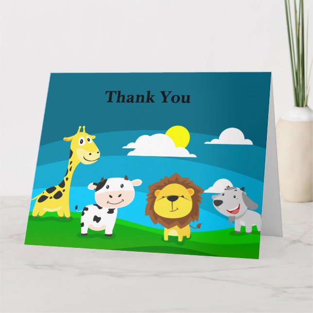 Cartoon animals      thank you card (Front)