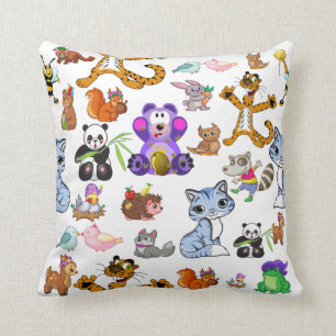 Cartoon Animals Throw Pillow