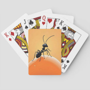 Cartoon Ant on Orange Honey Drop Playing Cards