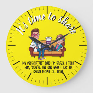 cartoon ANTISTRESS psychiatrist medical doctor fun Large Clock