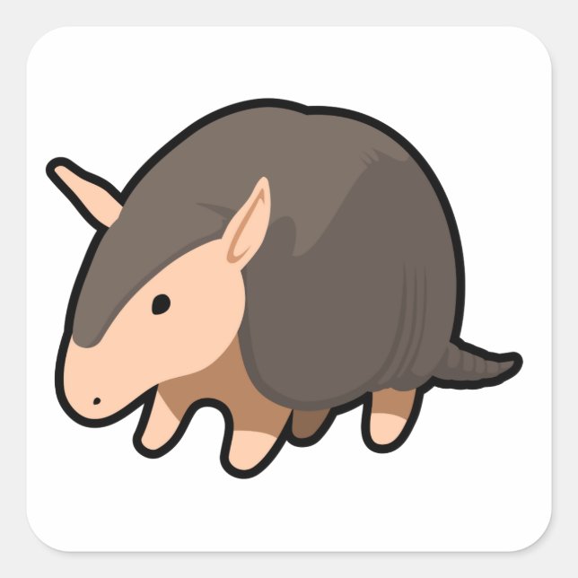 Cartoon Armadillo Square Sticker (Front)