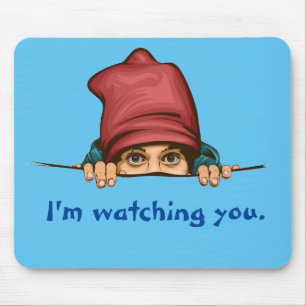 Cartoon Art Graphic Eye Peer Peeking Spy Lurk Man Mouse Pad