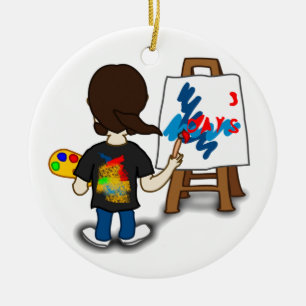 Cartoon Artist Ceramic Ornament