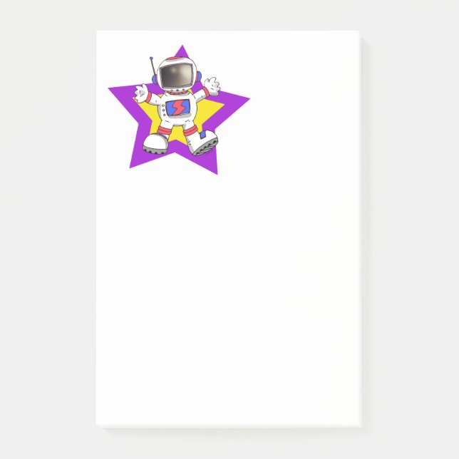 Cartoon Astronaut in Star Design Post-it Notes (Front)