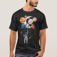 Cartoon Astronaut Space Balloon Planets