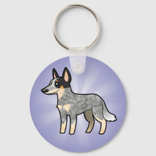 Cartoon Australian Cattle Dog / Kelpie Keychain