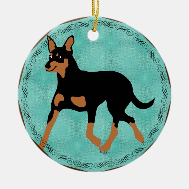 Cartoon Australian Kelpie Trotting 2 Ceramic Ornament (Front)