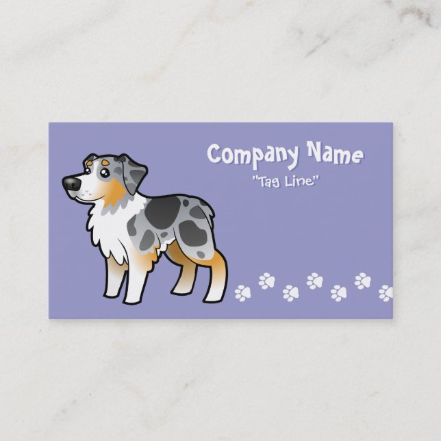 Cartoon Australian Shepherd Business Card (Front)