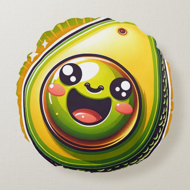 Cartoon Avocado Half Round Pillow – Whimsical  (Front)