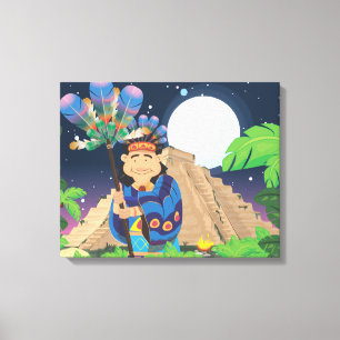 Cartoon Aztek Canvas Print