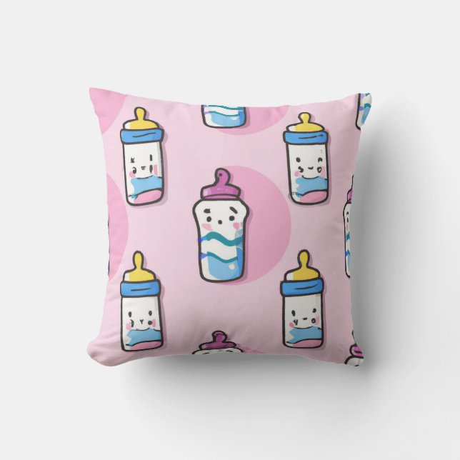 cartoon baby bottle fun nursery decoration throw pillow (Front)