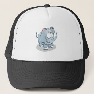 Cartoon baby elephant looking into the sky trucker hat