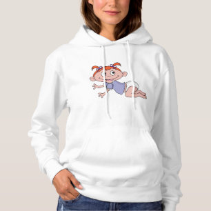 Cartoon Baby Girl Crawling Red Hair Purple Bows Hoodie