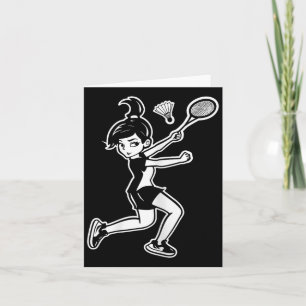 Cartoon Badminton Woman Shuttle Player  Card