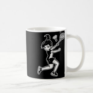 Cartoon Badminton Woman Shuttle Player Coffee Mug