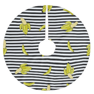 Cartoon banana patches: retro style. brushed polyester tree skirt